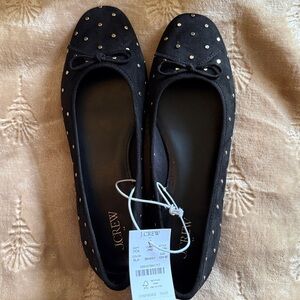 J. Crew Black Loafers with Gold Accents